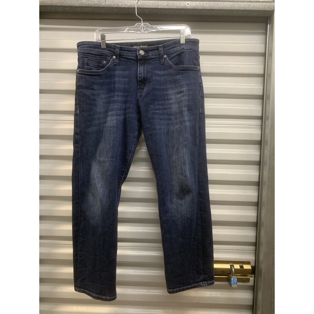 Mavi Jeans Mens 33x27 Matt Relaxed Straight leg Dark Denim Distressed Jeans